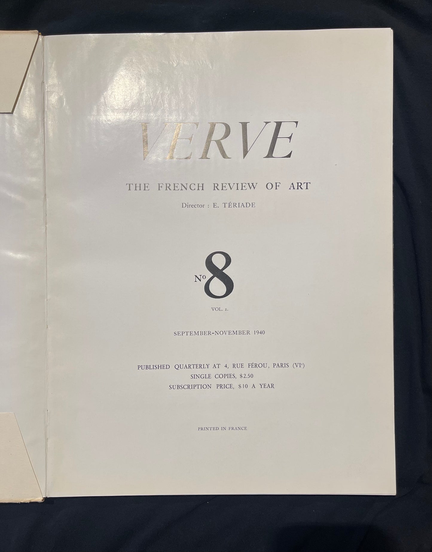 VERVE Vol II No 8. Paris: 1940 Number 8 Matisse Picasso and more