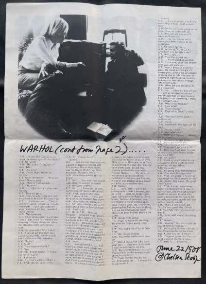 The Chelsea Scoop 1978 UK Paper Andy Warhol Issue ULTRA RARE