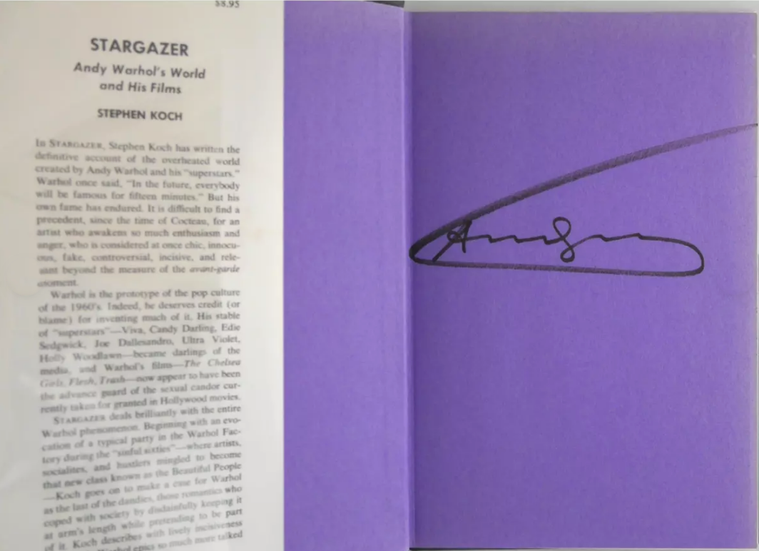 SIGNED by ANDY WARHOL! Stargazer: Andy Warhol’s World and His Films. NY by Koch F