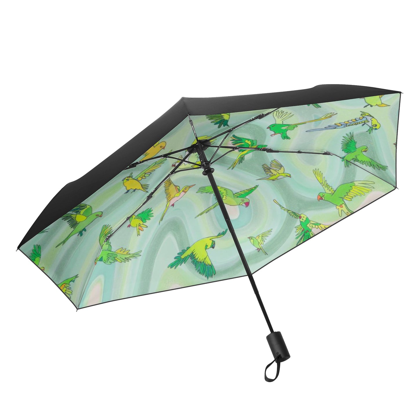 Funky Green Birds Umbrella