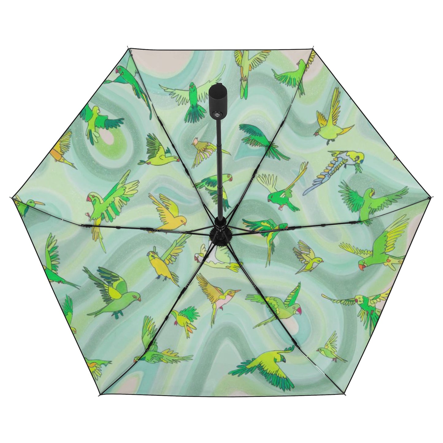 Funky Green Birds Umbrella