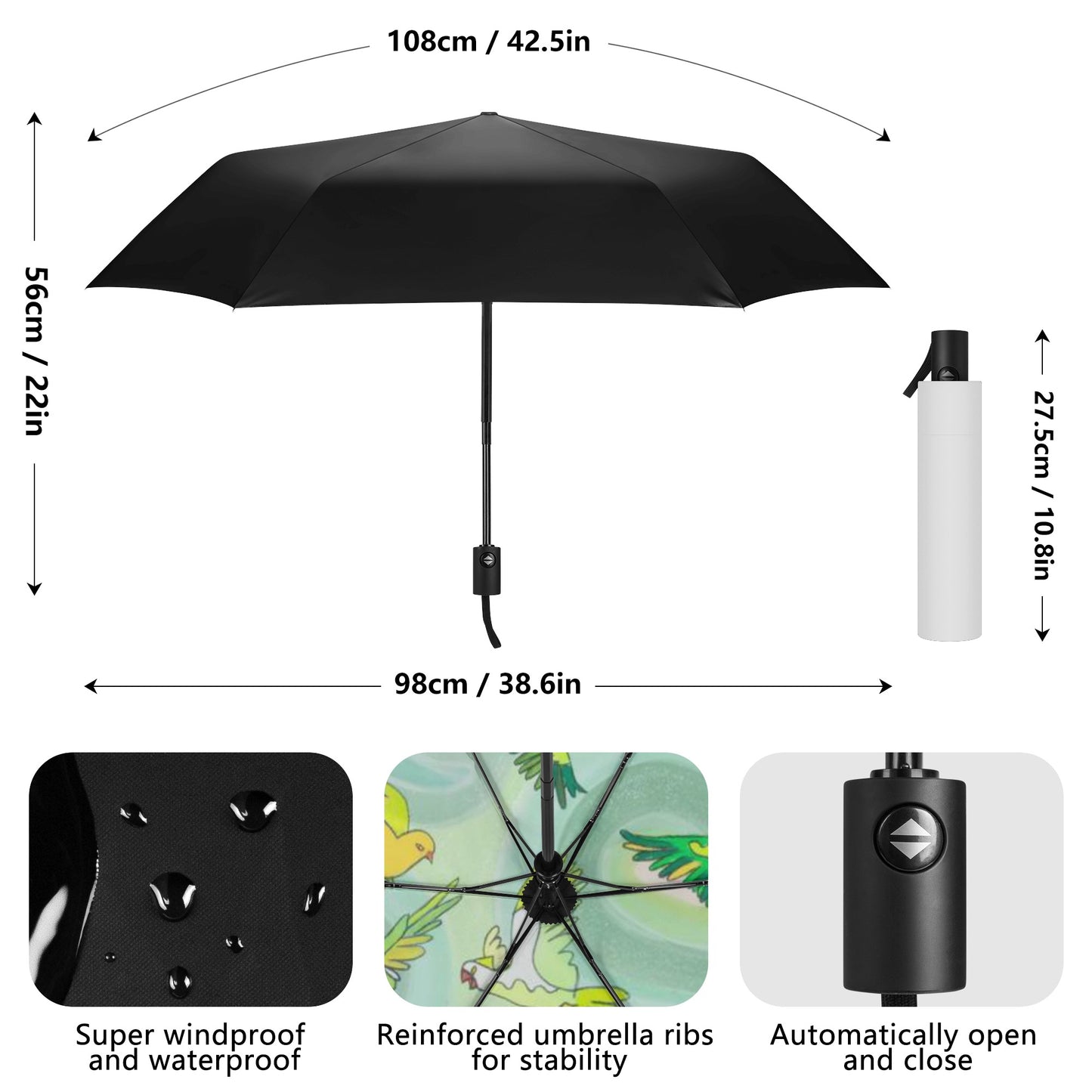 Funky Green Birds Umbrella