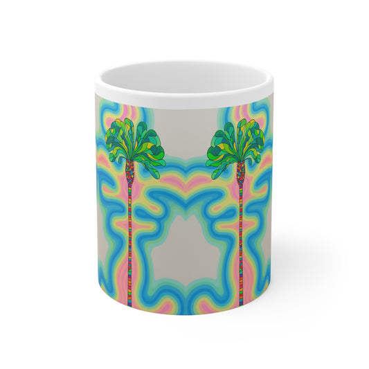 Mug - Exotic Palmtree Tropical White Ceramic 11oz