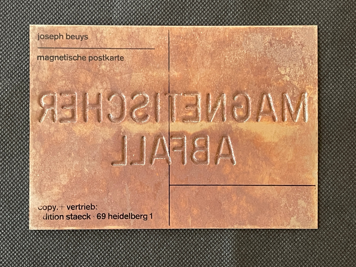 Joseph Beuys magnetic postcard Rare Signed Ed of 500
