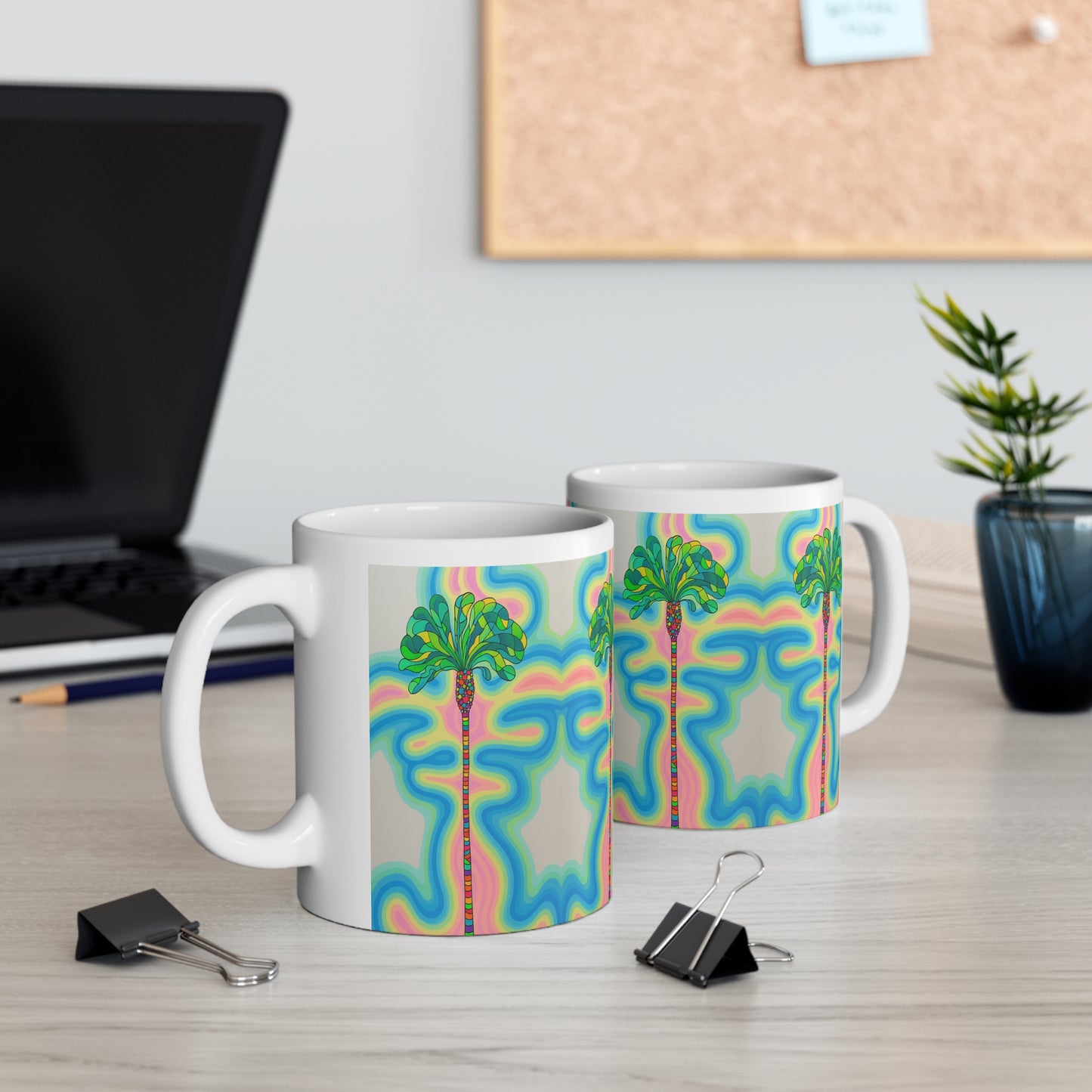 Mug - Exotic Palmtree Tropical White Ceramic 11oz