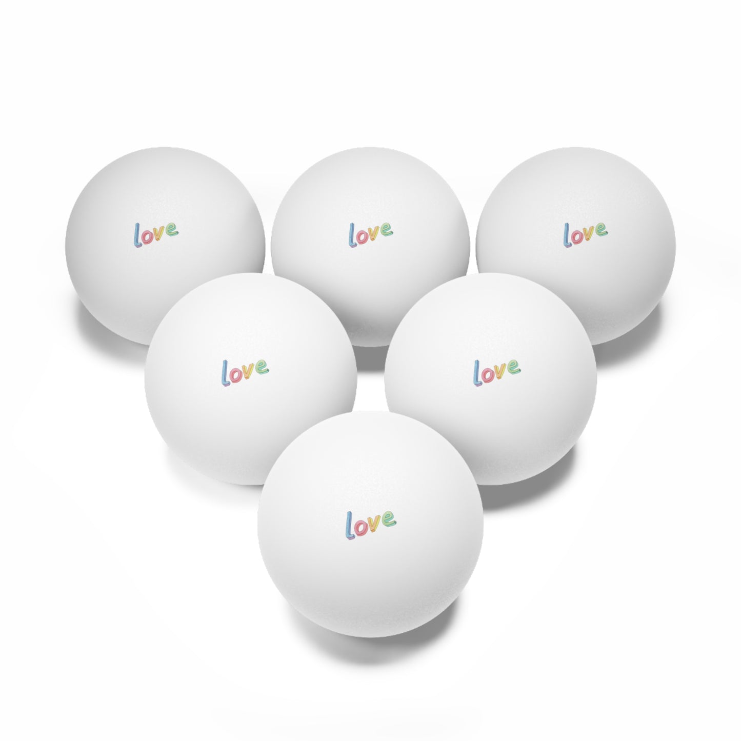 LOVE Ping Pong Balls, 6 pcs