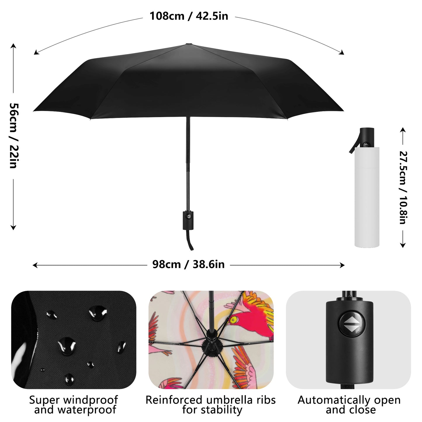 Funky Red Birds Umbrella