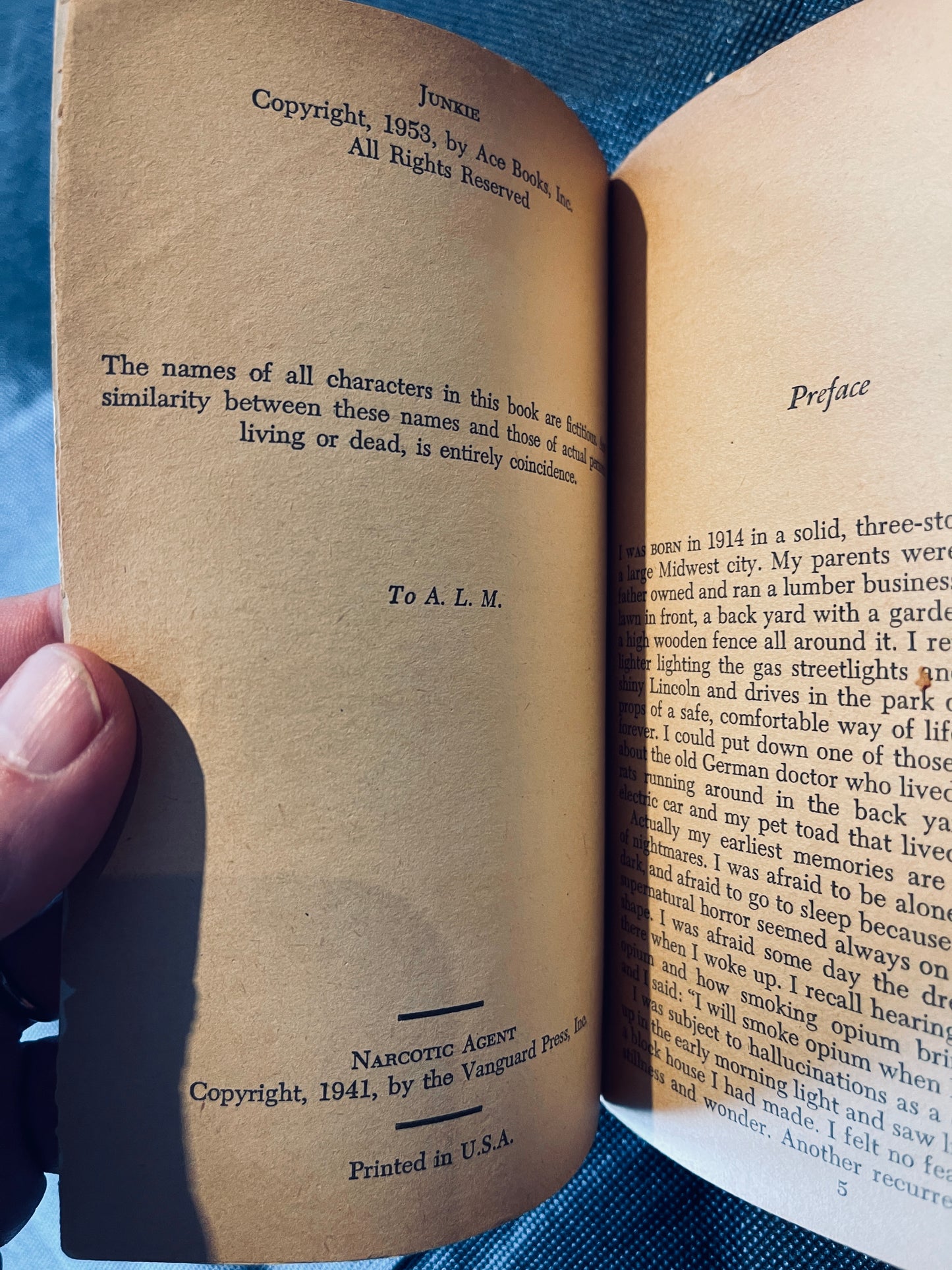 Burroughs, William S. (as William Lee) / Maurice Helbrant. Junkie: Confessions of an Unredeemed Drug Addict / Narcotic Agent. Ace Double Books D-15. New York: Ace Books, 1953. First Edition / First Printing