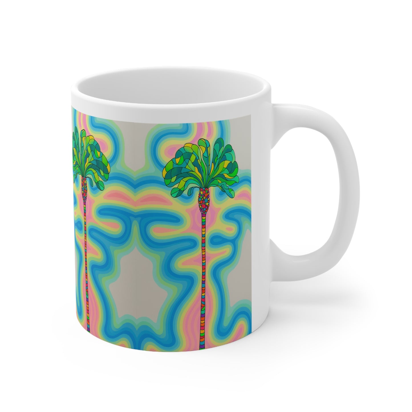 Mug - Exotic Palmtree Tropical White Ceramic 11oz