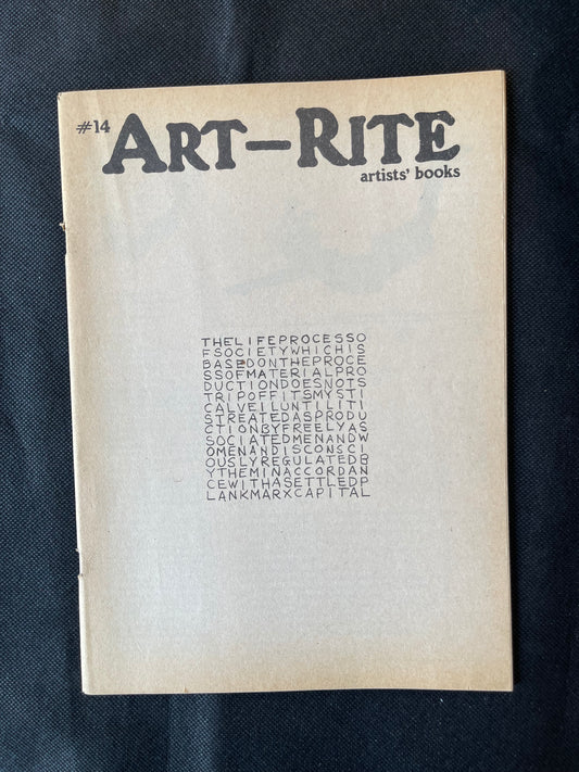 Art-Rite Magazine, Cover by Carl Andre, Issue No. 14, 1976-77