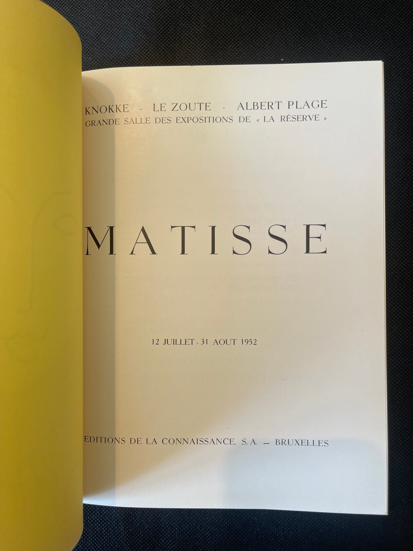 Henri Matisse, 12 Juillet - 31 Aout 1952: Knokke, Le Zoute, Albert Place FINE+
