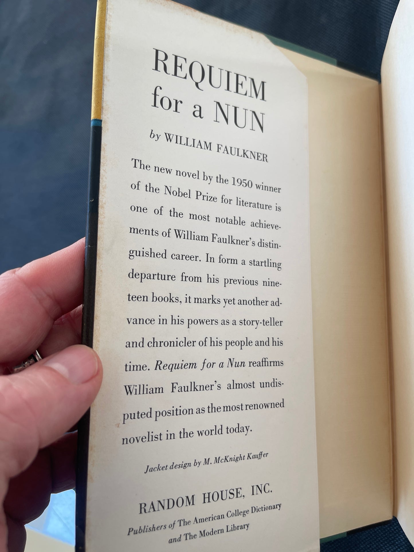Requiem for a Nun. By William Faulkner 1st Edition 1951 Random House DJ VG+./fine
